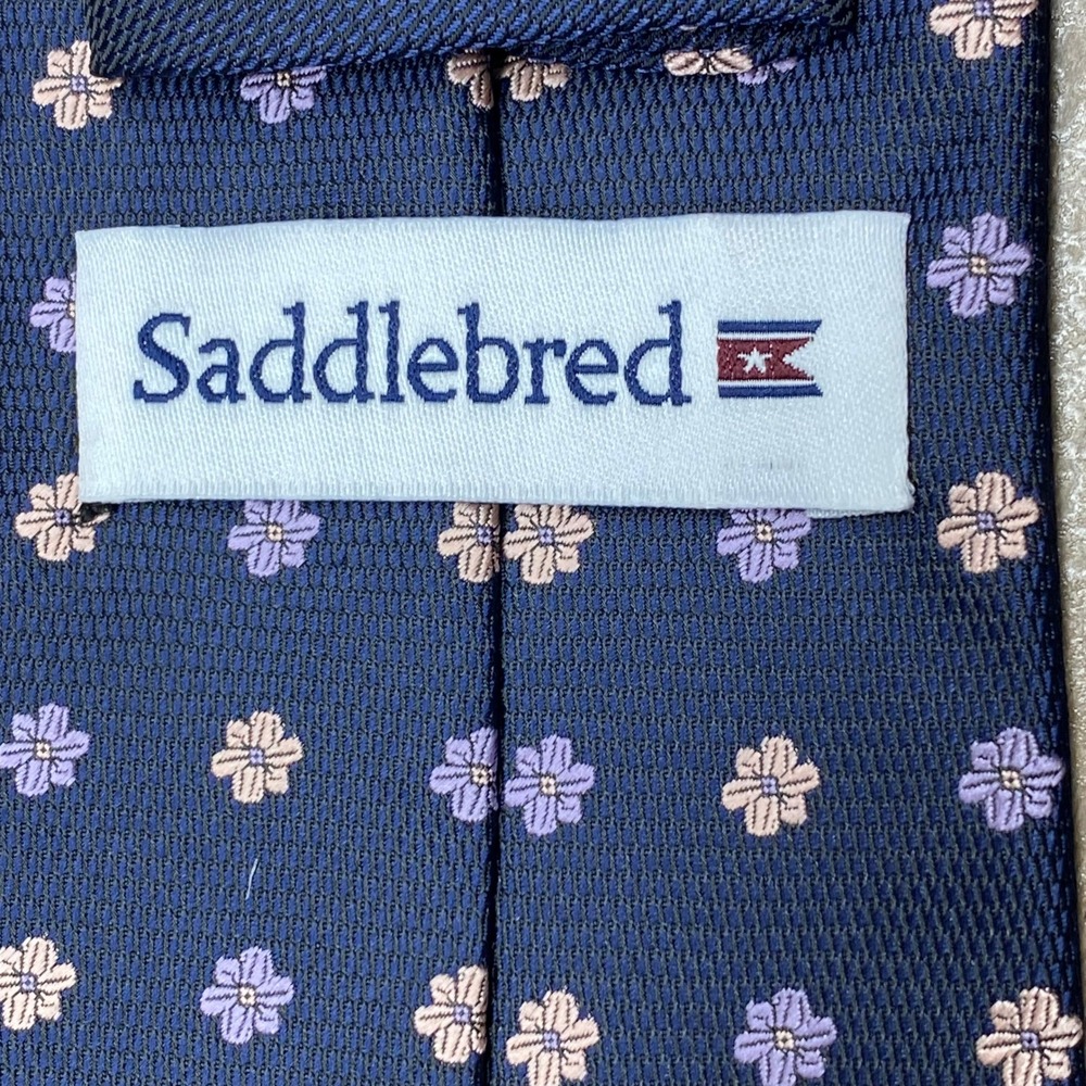 Saddlebred Necktie Floral Jacquard Mens Blue Lavender Peach Preppy Wedding NEW - Picture 6 of 8